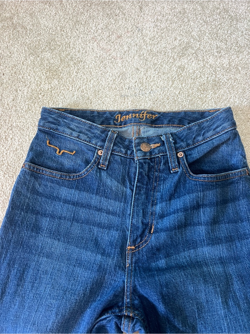 Kimes Ranch Women's Blue Boot Cut Jeans with Gold Stitching - Picture 5 of 6